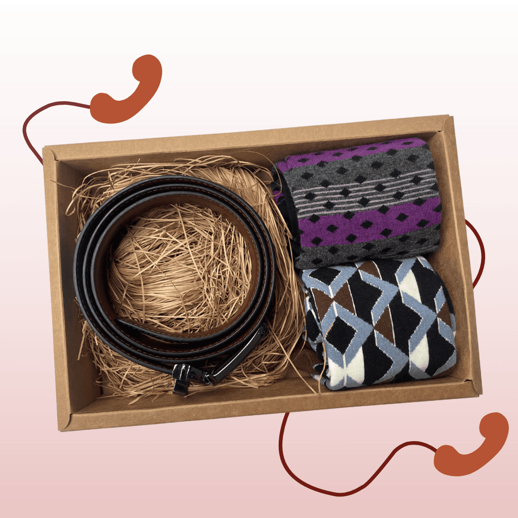 urban-edge – 型格都會禮盒(黑色皮帶＋紫灰幾何襪)