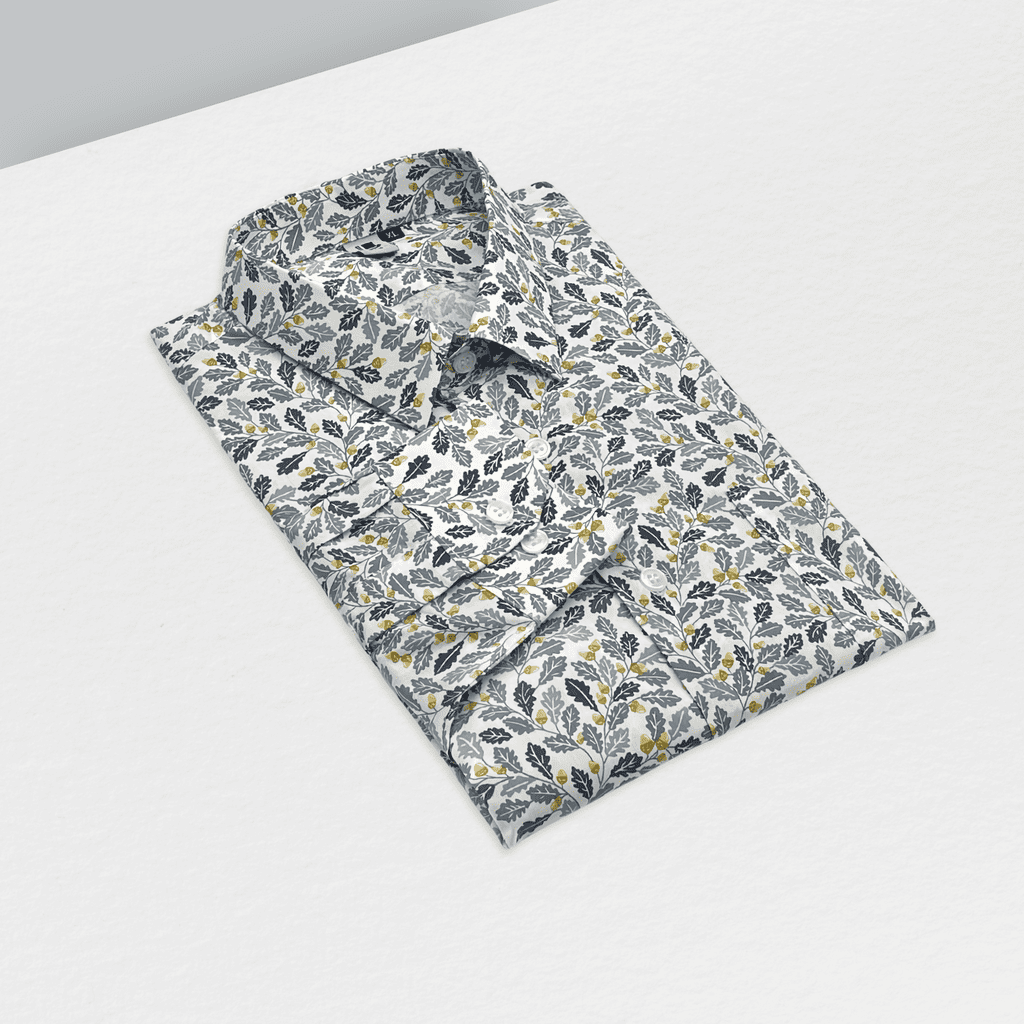 灰黃樹葉白襯衫