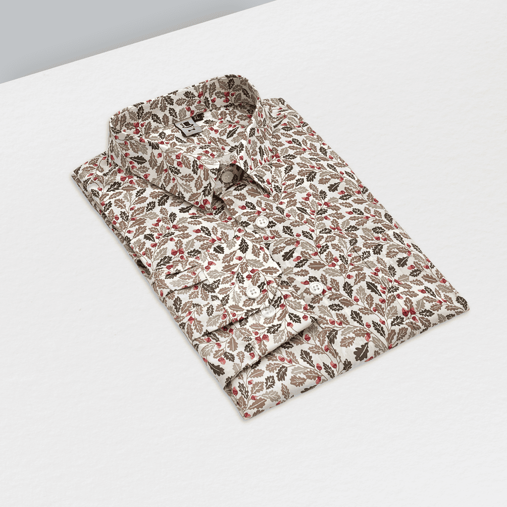 紅棕樹葉米白襯衫