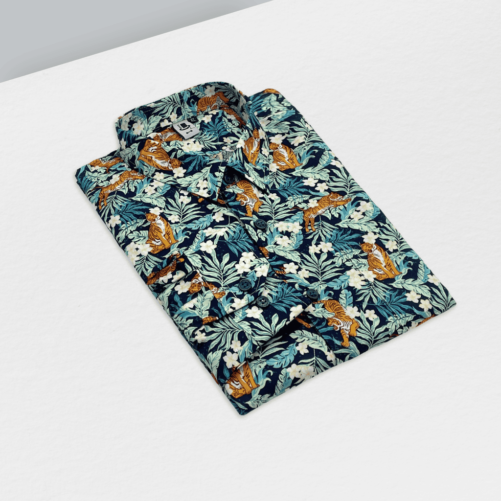 老虎綠花卉襯衫