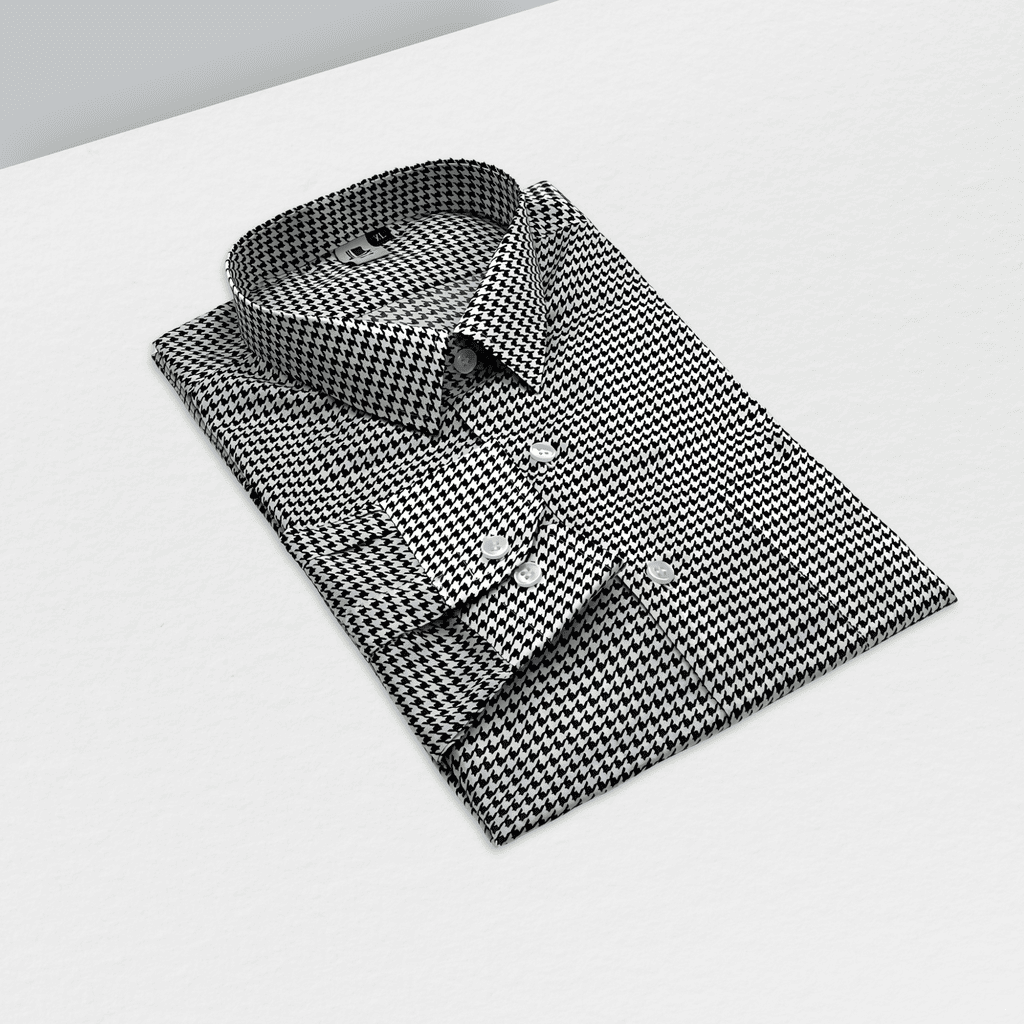 黑白千鳥格襯衫