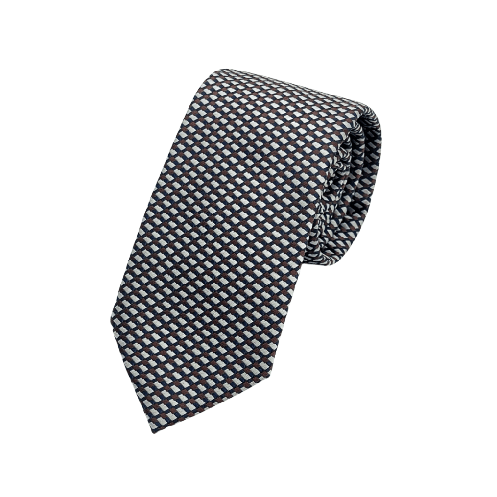 藍線棕點銀領帶